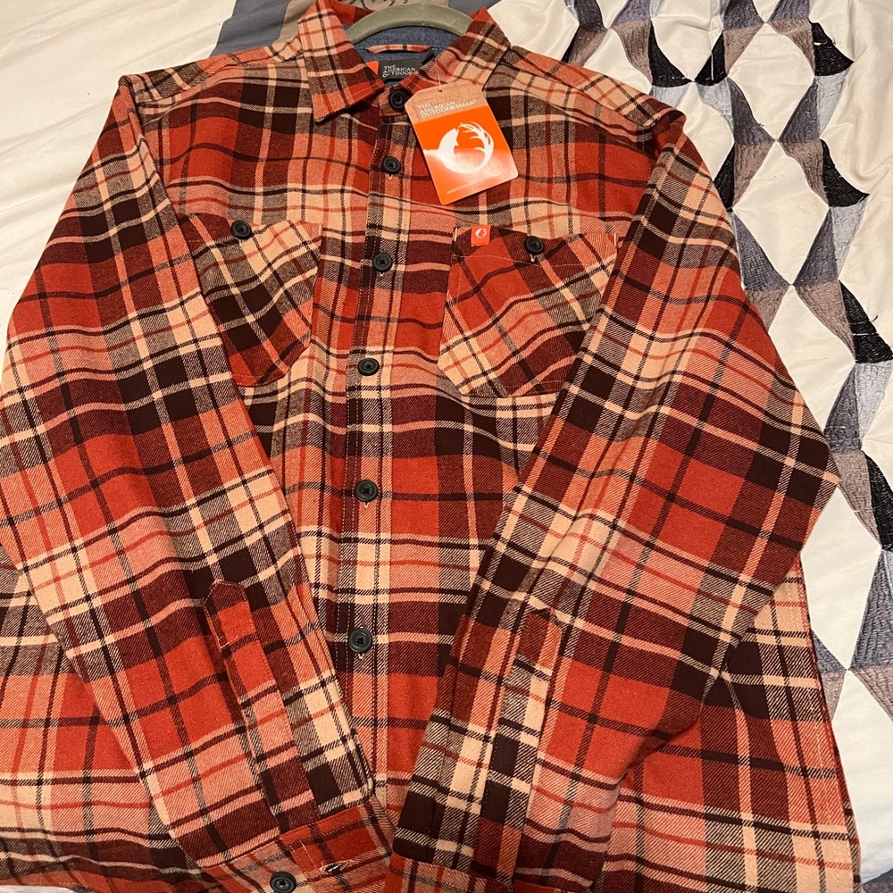 Men’s American outdoorsman orange midweight flannel shirt